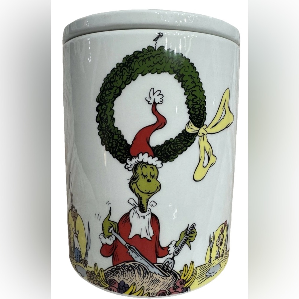 DR SEUSS “HOW THE GRINVH STOLE CHRISTMAS” CHRISTMAS CANISTER W/ROAST BEAST NEW